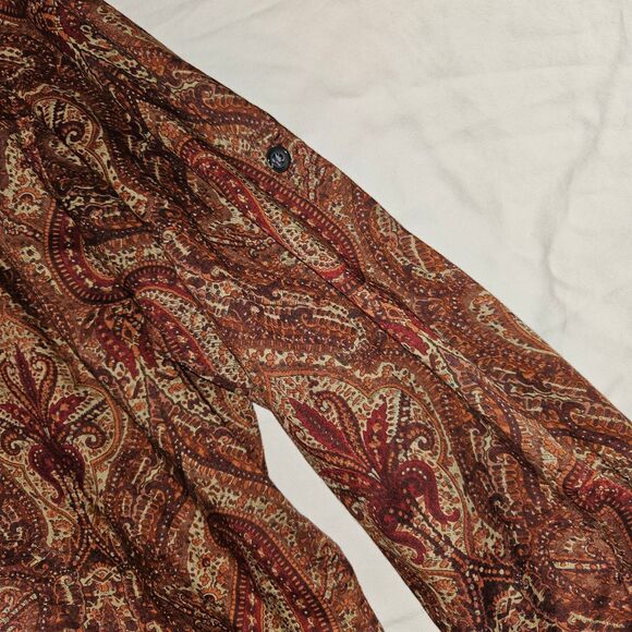 Eddie Bauer Woman's Long Sleeve Orange Paisley Blouse Size XXL - Picture 6 of 8